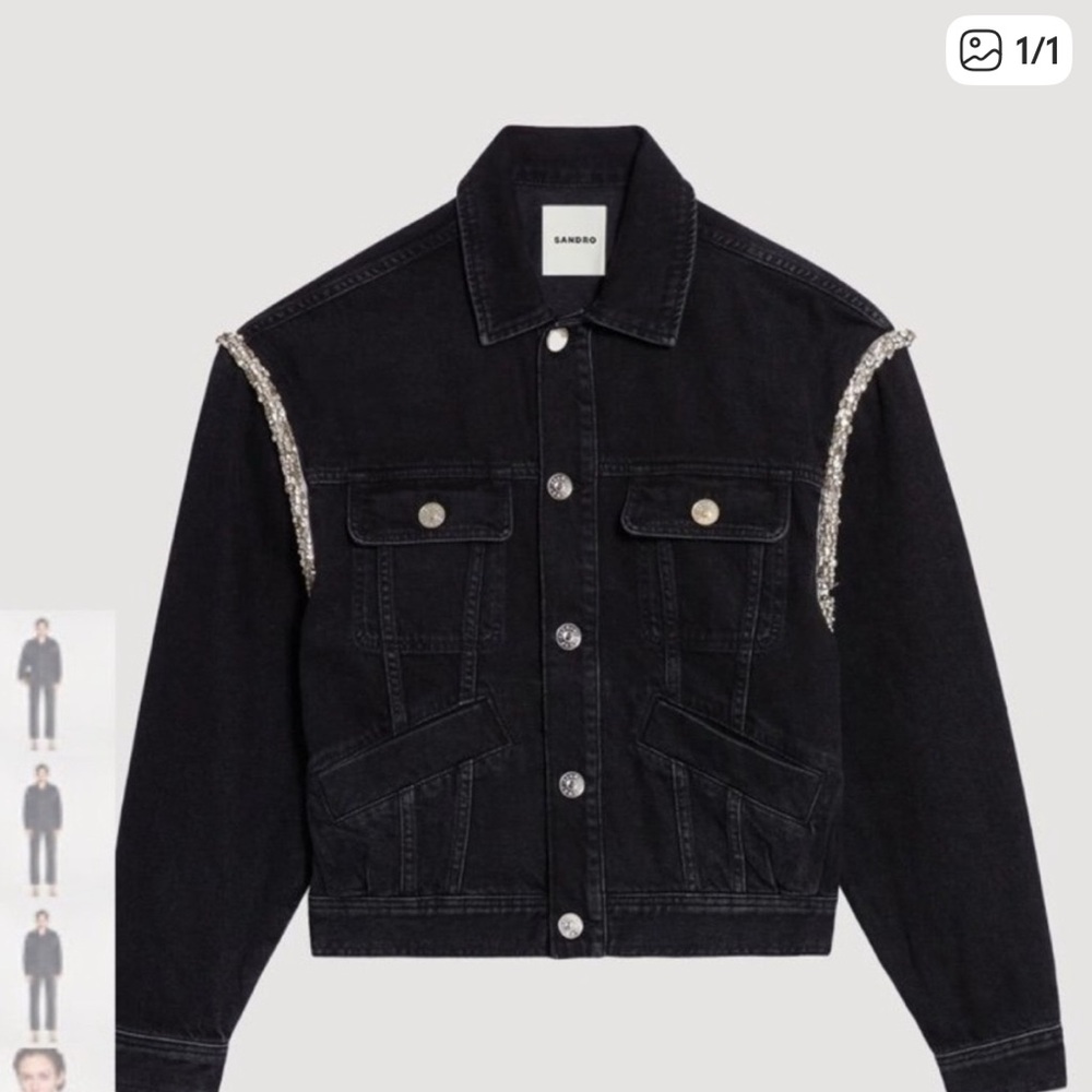 Sandro Black Jacket with Silver Detailing